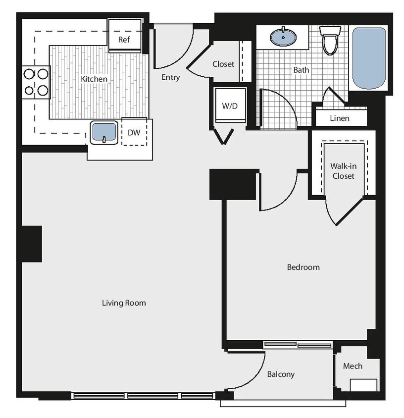 Floor Plan - 1 Bed/1 Bath - aa1