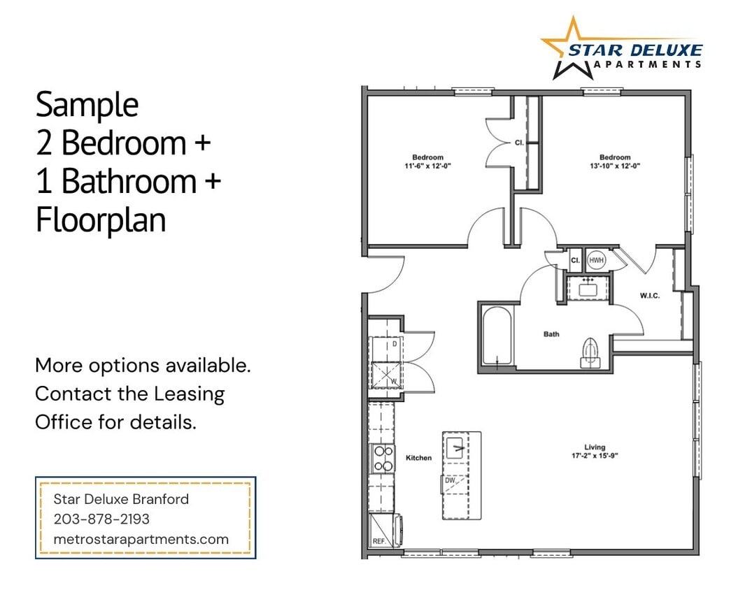 Floor Plan - Two Bedroom One Bathroom 