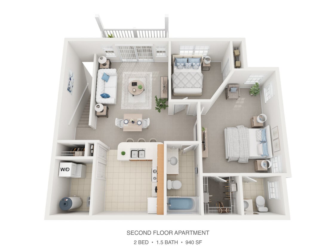 Floor Plan - 2 Bed 1.5 Bath Apartment LG