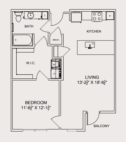 Floor Plan - One Bedroom - Four on Six