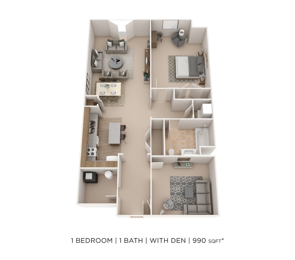 Floor Plan - One Bedroom- 990 sqft