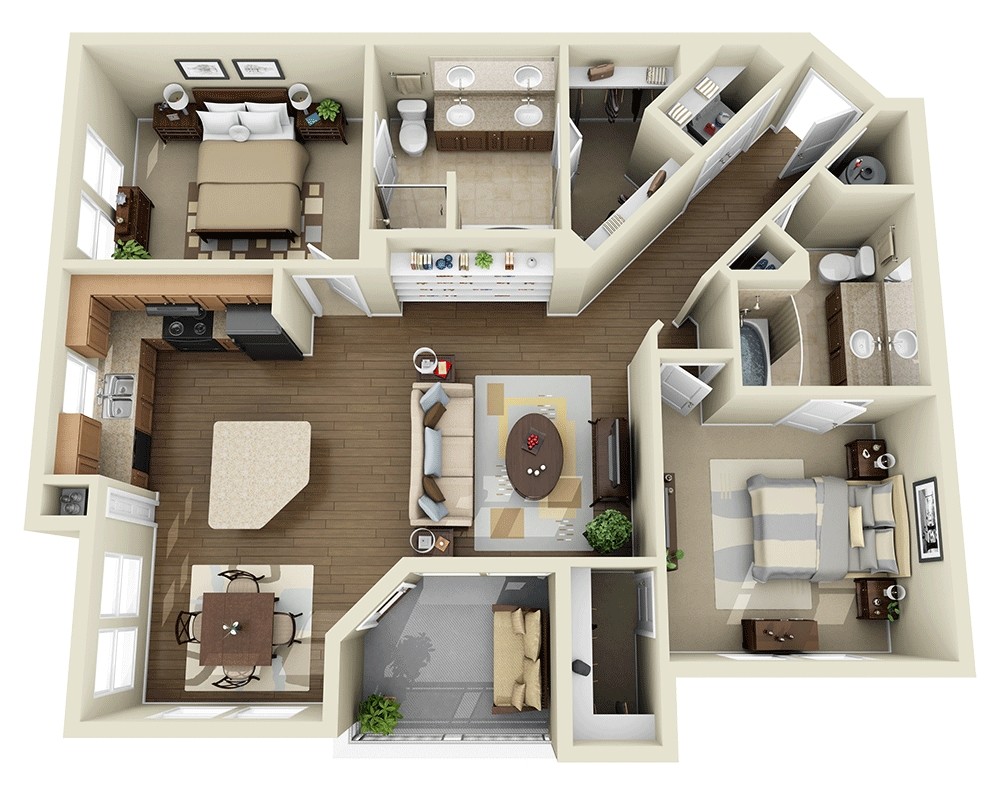 Floor Plan - Two Bedroom B2B