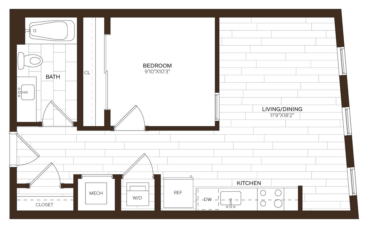 Floor Plan - JR 1 Bed/1 Bath-E3