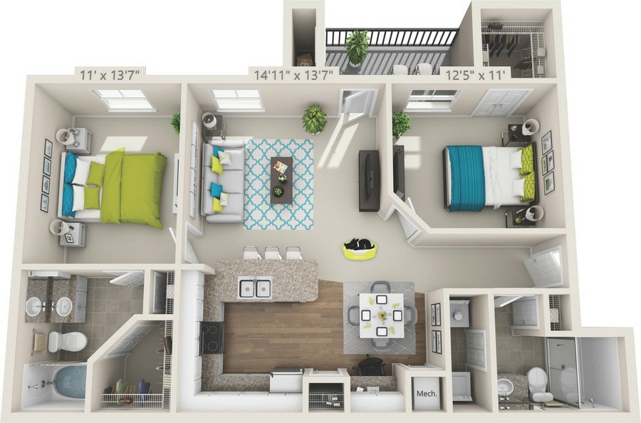 LAUREL.jpg - B2 LAUREL - 2 Bedroom, 2 Bathroom