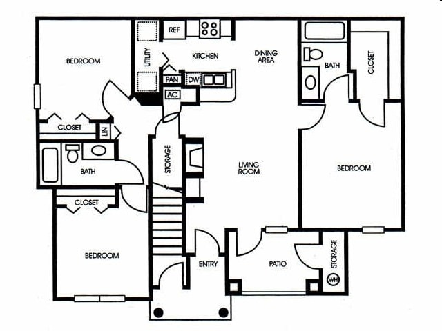 3BR/2BA - 3/2 Downstairs