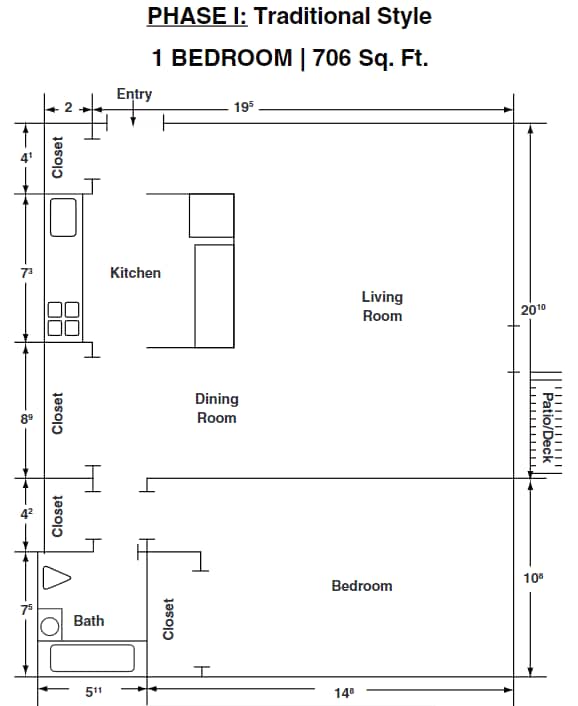 Floor Plan - One Bedroom - Phase I