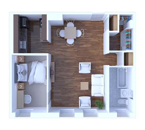 Floor Plan - 1 Bedroom Floor Plan A6