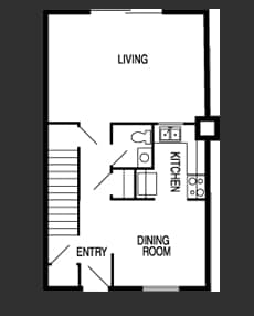 1BR/1BA - 2 Bed, 1.5 Bath Townhome