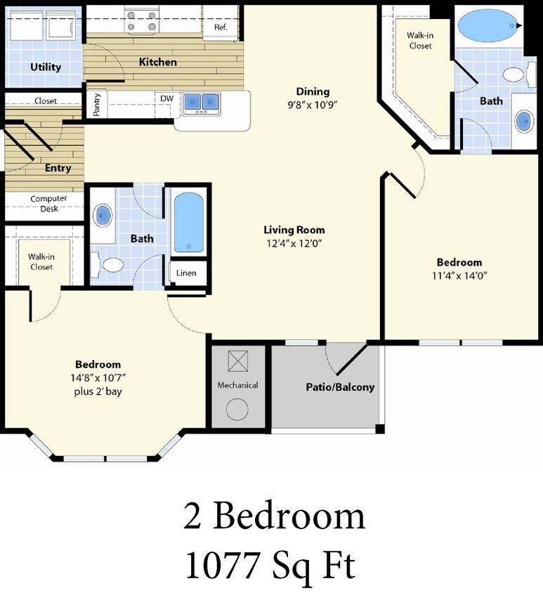Floor Plan - Two Bedroom Two Bath A