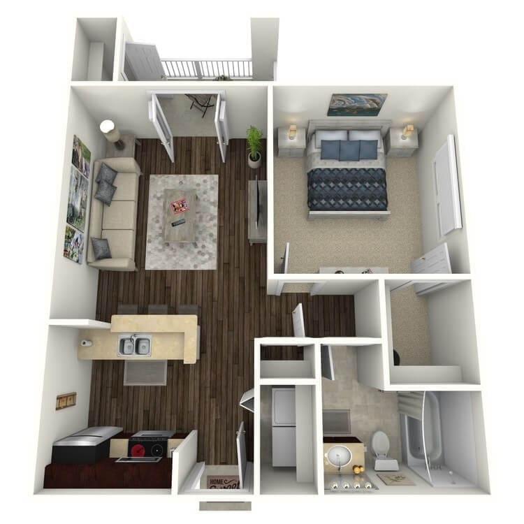 Floor Plan - 1x1 A 658 Sq. Ft (Arlington)