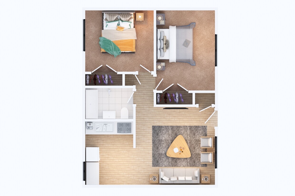 Floor Plan - Two Bed, One Bath Small