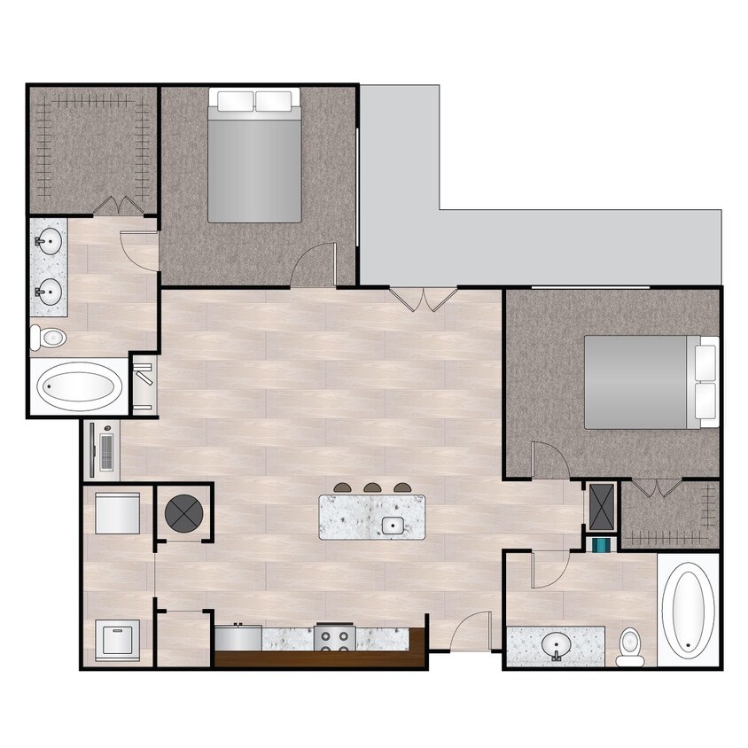 Floor Plan - B Quattro 1044 sqft - 1154 sqft