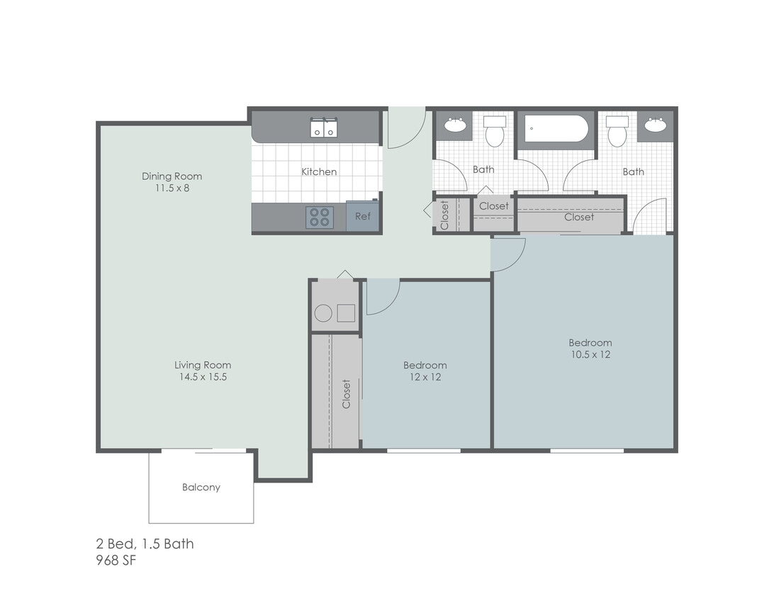 Floor Plan - Signature 2 Bed / 1.5 Bath
