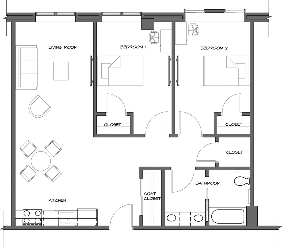 Floor Plan - 2BR/1.0BA