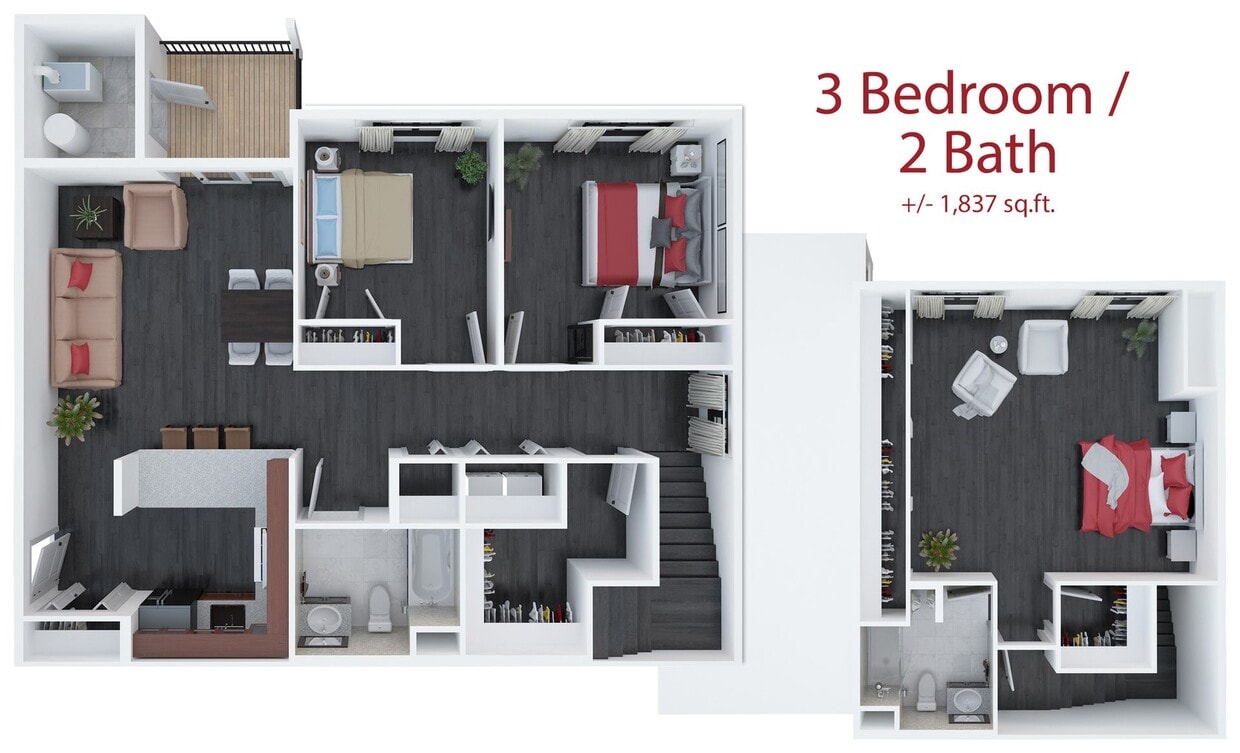 Floor Plan - The Woodlands - 3Bed|2Bath- Town-Home Style Two...