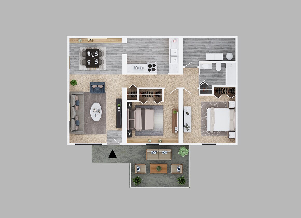Floor Plan - Two Bed Two Bath with Master Bed