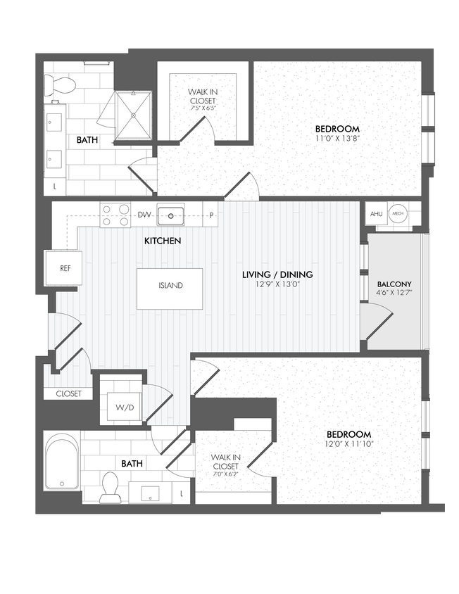 Floor Plan - 2 Bed/2 Bath-B1A