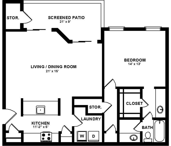 1BR/1BA - Peach Palm Classic