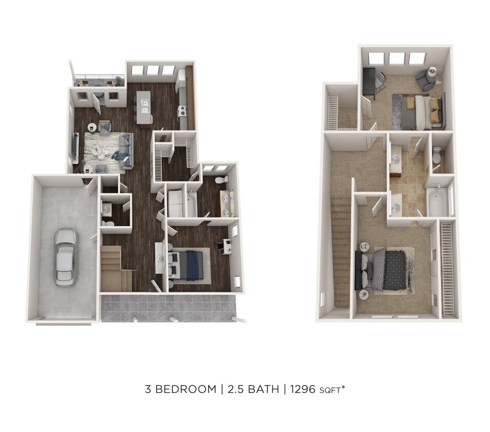 Floor Plan - Three Bedroom Townhome
