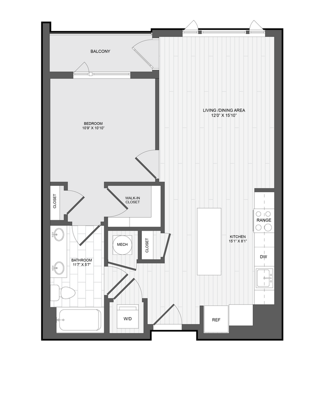 Floor Plan - 1 Bed1 Bath-1H