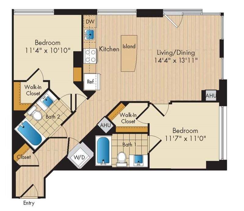Floor Plan - 2 Bed 2 Bath-B1a