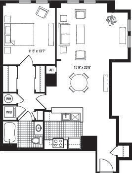 1LX floor plan The Clarendon - 1LX
