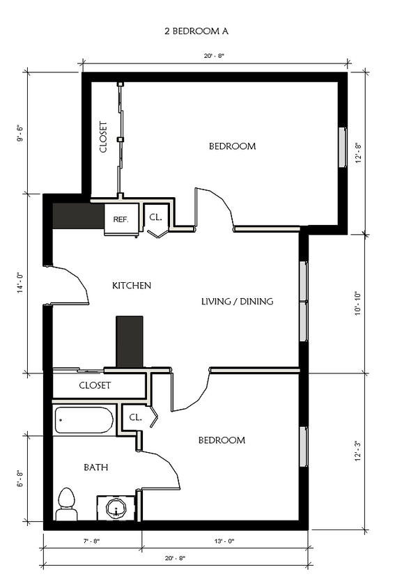 2 Bedroom Floor Plan | Luxury Apartments In Jackson Michigan | Arbor Woods Apartments - 2 Bedroom - A