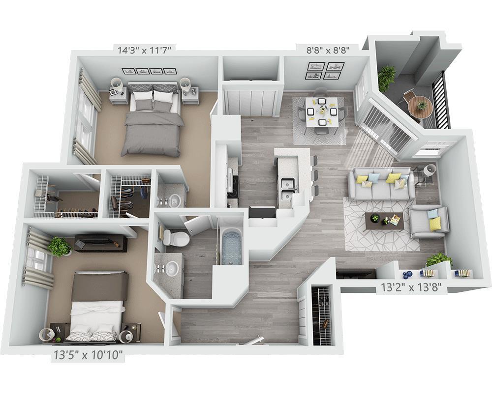 Floor Plan - Two Bedroom B1B