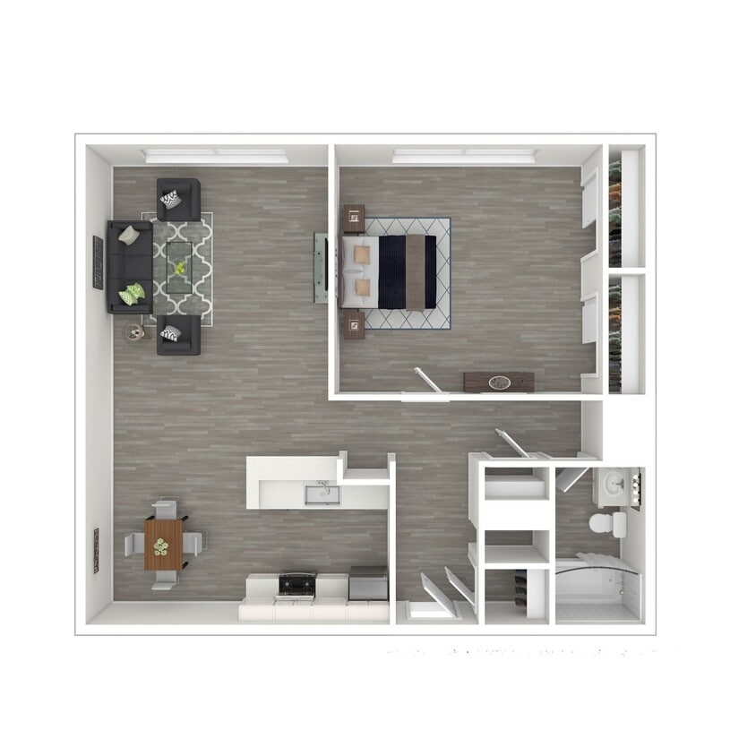 1 BD / 1 BA – 780 SF - Rosewood Unrenovated