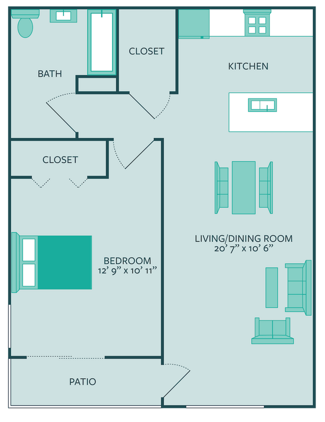 Floor Plan - Laurel  1 bedroom