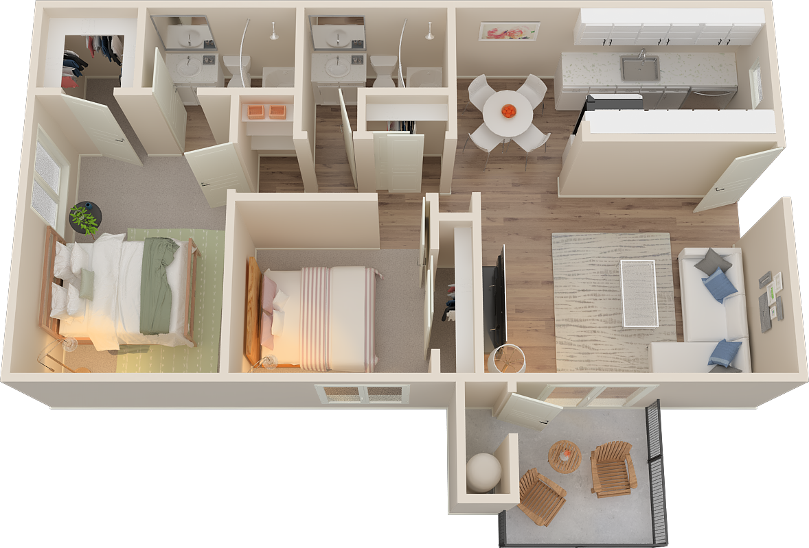 Floor Plan - 2 Bed 2 Bath B
