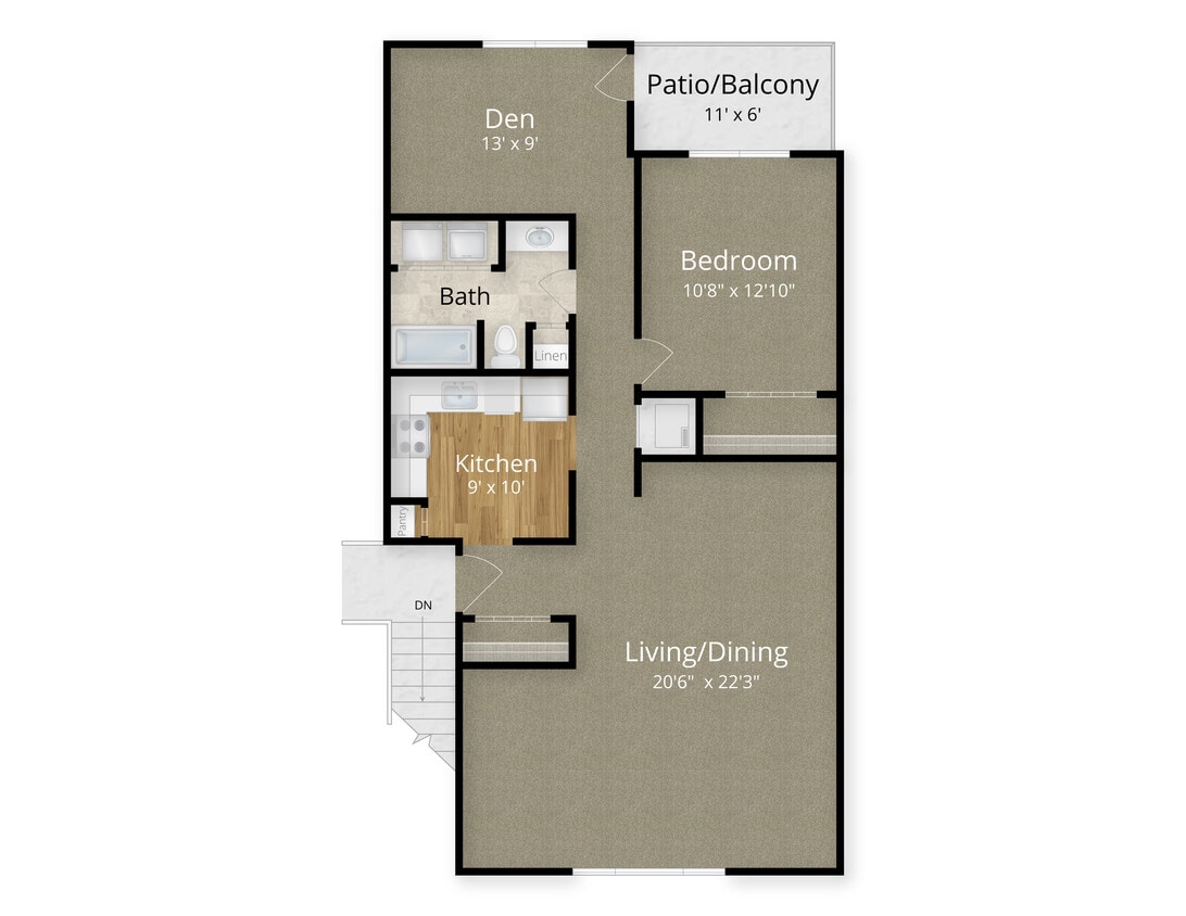 1 Bedroom Den/1 Bath - 1 Bed + Den x 1 Bath