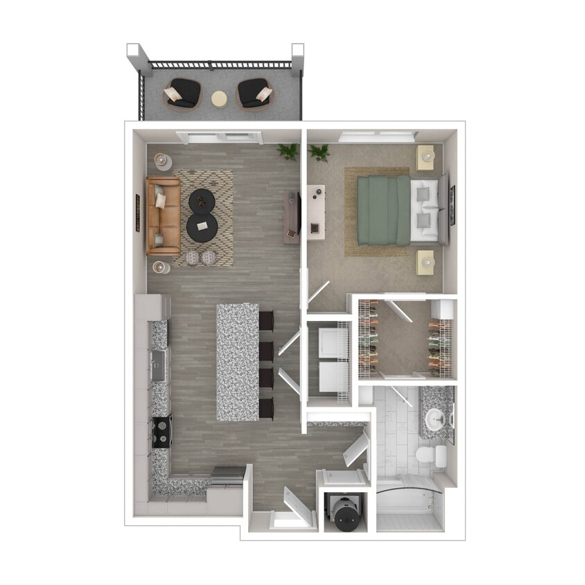 Floor Plan - Babcock (1x1 726-780 Sq. Ft.)