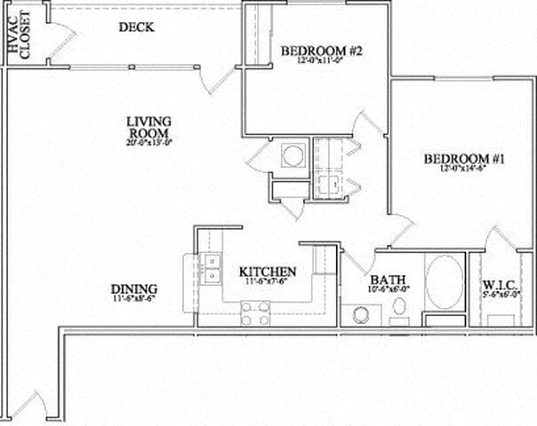 Floor Plan - 2 Bedroom 1 Bath