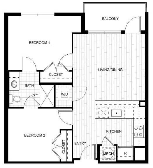 Floor Plan - 2 Bed/2 Bath-F.C08