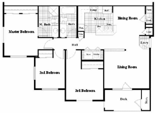 The Renaissance Floor Plan - 3 Beds, 2 Baths 