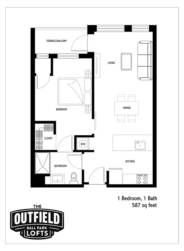 Floor Plan - 1 Bed 1 Bath