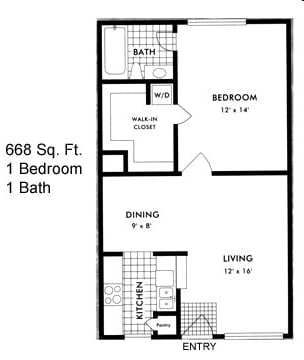 1BR/1BA - 1x1 668 SF
