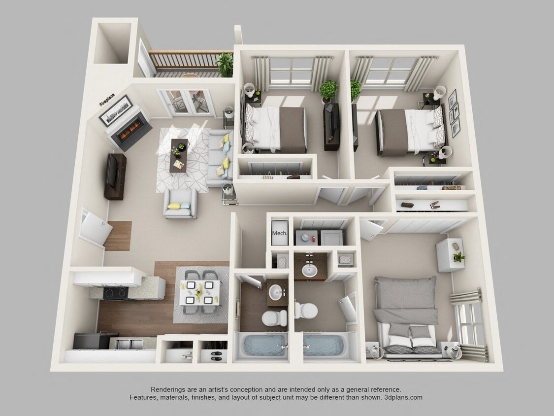 Floor Plan - 3 Bed 2 Bath - Buck Reno