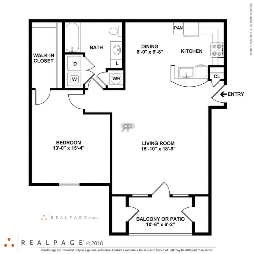 Floor Plan - 1 Bedroom Traditional