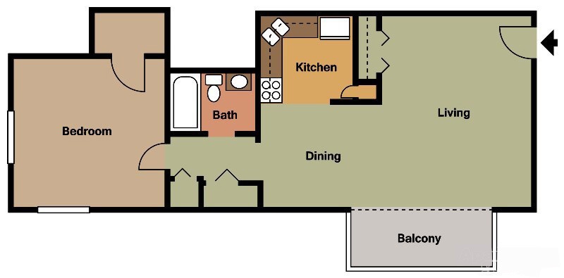 Floor Plan - One Bed - One Bath