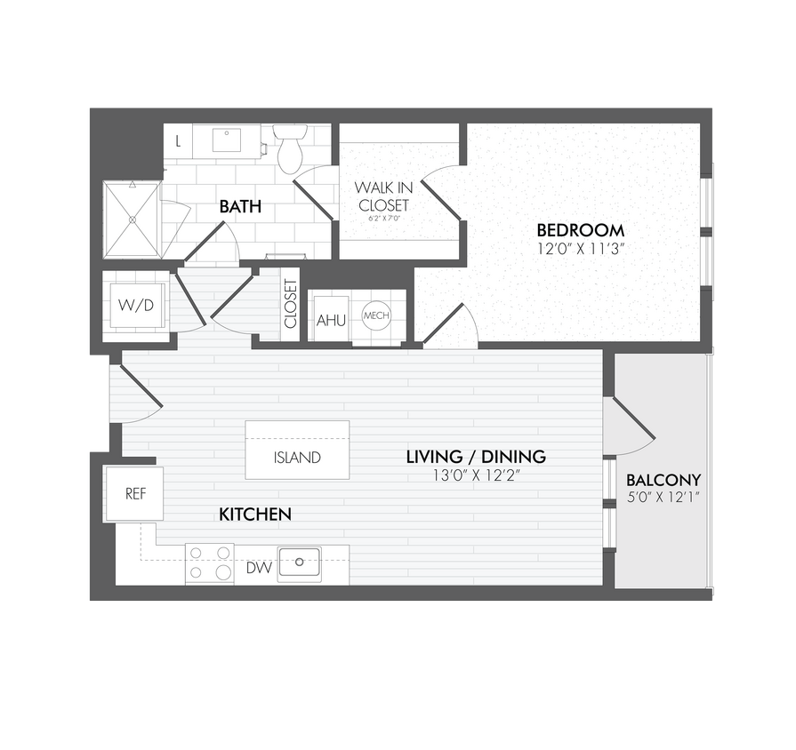 Floor Plan - 1 Bed/1 Bath-A1