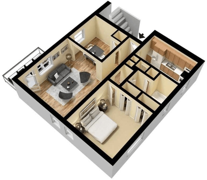 Floor Plan - 1 Bedroom 1 Bathroom