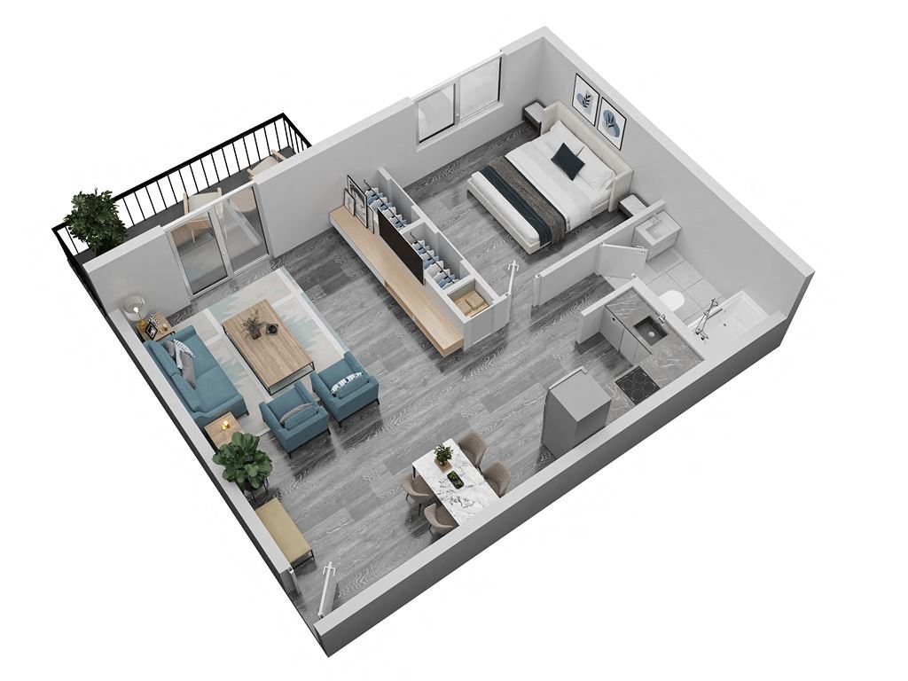 Floor Plan -  1 Bedroom 1 Bathroom