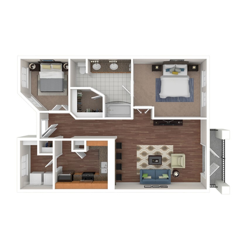 Floor Plan - 1 Bed x1 Bath 906 SF