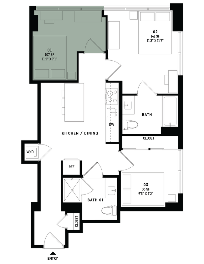 Floor Plan - Co-Living D1-Bedroom 1