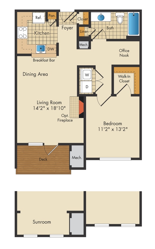 Floor Plan - 1 Bed 1 Bath