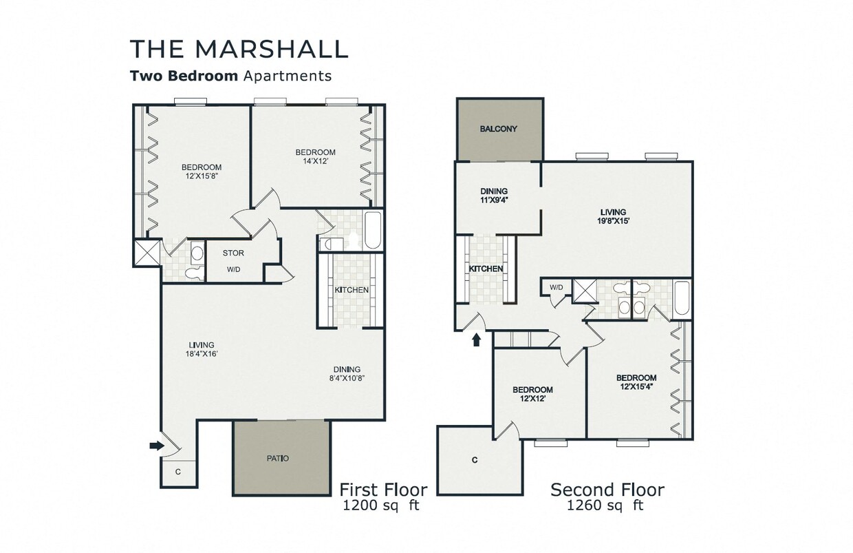 Floor Plan - 2 bedroom 2 bathroom Renovated -Marshall