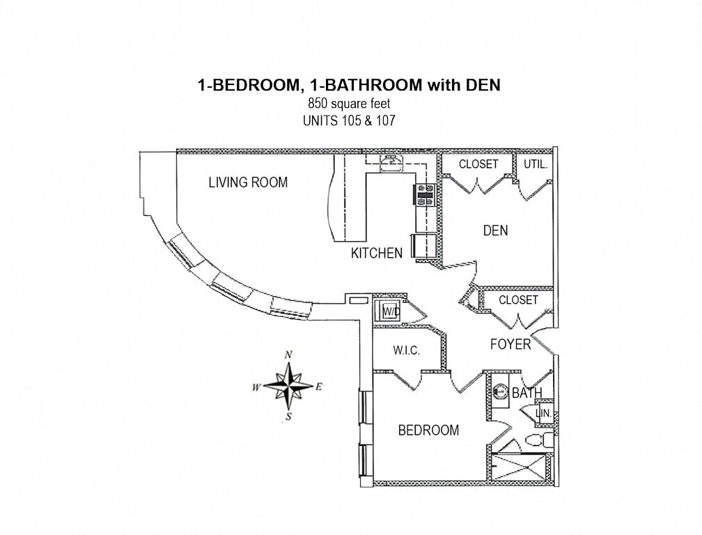 Floor Plan - 1-Bedroom with Den