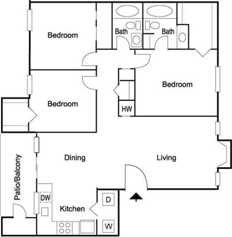 Floor Plan - Sterling  3BR 2BA 1143 sq ft